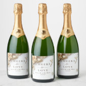 Moderne Boho Golden Rose Frühjahrssonne Schaumweinetikett (Flaschen)