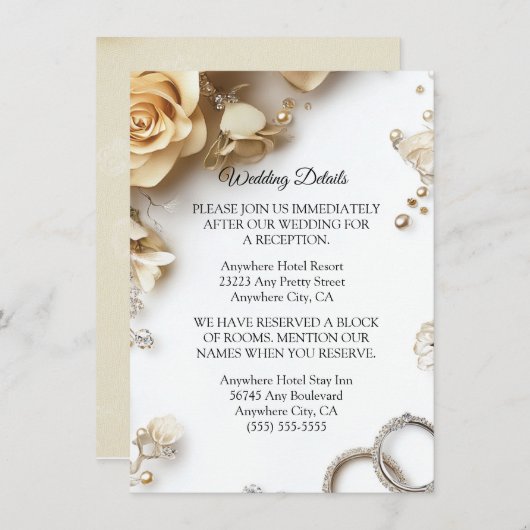 Moderne Boho Golden Rose Frühlingskarte Begleitkarte (Vorne/Hinten)