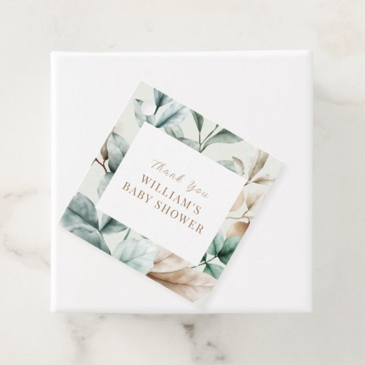 Moderne Boho Greenerenery Blätter Kinderdusche Geschenkanhänger (Beispiel)