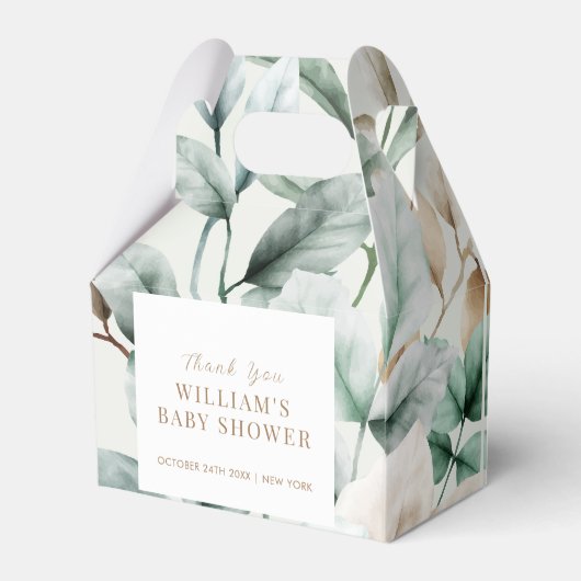 Moderne Boho Greenerenery Blätter Kinderdusche Geschenkschachtel (Rückseite)