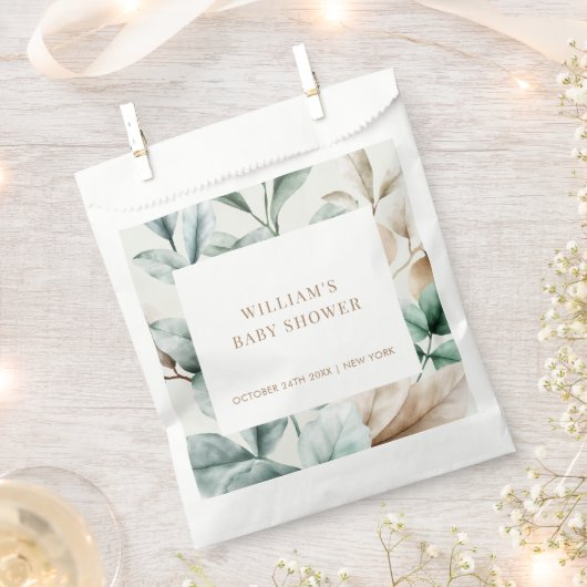 Moderne Boho Greenerenery Blätter Kinderdusche Geschenktütchen (Ausgeschnitten)