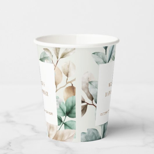 Moderne Boho Greenerenery Blätter Kinderdusche Pappbecher (Links)