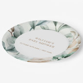 Moderne Boho Greenerenery Blätter Kinderdusche Pappteller (Schrägansicht)