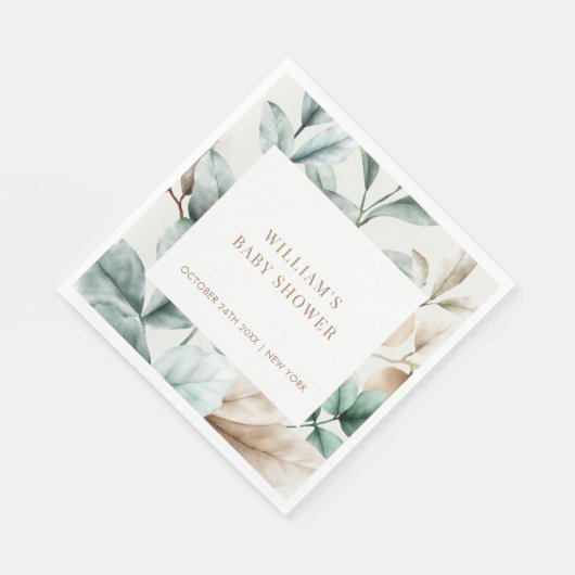 Moderne Boho Greenerenery Blätter Kinderdusche Serviette (Ecke)