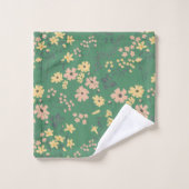 Moderne Boho-Grün-Blumen-Hausdekoration Badhandtuch Set (Waschlappen)