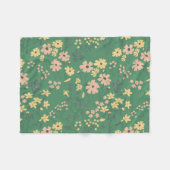 Moderne Boho-Grün-Blumenmuster Fleecedecke (Vorderseite (Horizontal))