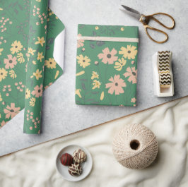 Moderne Boho-Grün-Blumenmuster Geschenkpapier