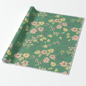 Moderne Boho-Grün-Blumenmuster Geschenkpapier (Ungerollt)
