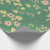 Moderne Boho-Grün-Blumenmuster Geschenkpapier (Ecke)