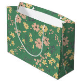 Moderne Boho-Grün-Blumenmuster Große Geschenktüte (Rückseite Schrägansicht)