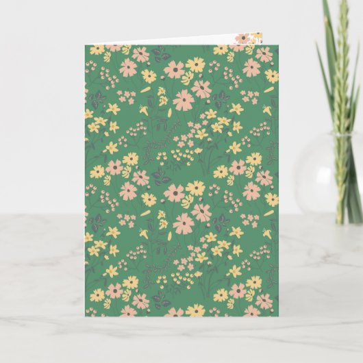 Moderne Boho-Grün-Blumenmuster Karte (Vorderseite)