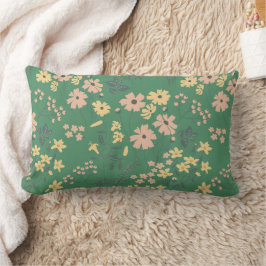 Moderne Boho-Grün-Blumenmuster Lendenkissen