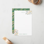 Moderne Boho-Grün-Blumenmuster Mitteilungskarte (Vorderseite/Rückseite Beispiel)