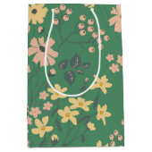 Moderne Boho-Grün-Blumenmuster Mittlere Geschenktüte (Vorderseite)