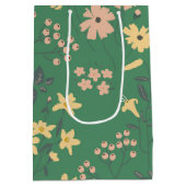 Moderne Boho-Grün-Blumenmuster Mittlere Geschenktüte (Rückseite)