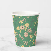 Moderne Boho-Grün-Blumenmuster Pappbecher (Rückseite)