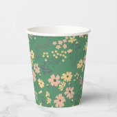 Moderne Boho-Grün-Blumenmuster Pappbecher (Links)