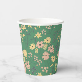 Moderne Boho-Grün-Blumenmuster Pappbecher
