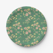 Moderne Boho-Grün-Blumenmuster Pappteller (Vorderseite)