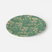 Moderne Boho-Grün-Blumenmuster Pappteller (Schrägansicht)