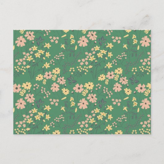 Moderne Boho-Grün-Blumenmuster Postkarte (Vorderseite)