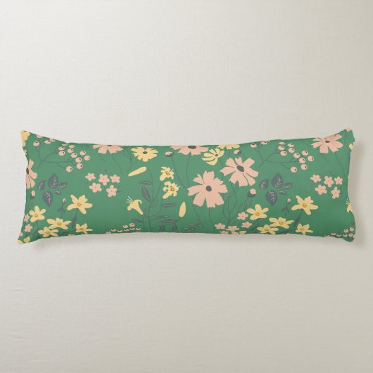 Moderne Boho-Grün-Blumenmuster Seitenschläferkissen (Vorderseite)