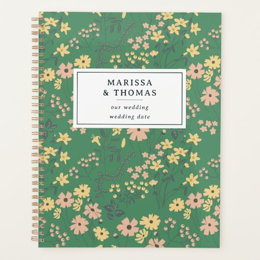 Moderne Boho-Grüne Hochzeitsblumen Planer (Vorderseite)
