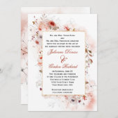 Moderne Boho Herbstflorrahmen Hochzeitseinladung Einladung (Vorne/Hinten)