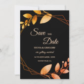 Moderne Boho Herbstromantik dunkles Thema Save The Date (Vorderseite)