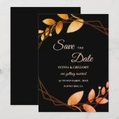 Moderne Boho Herbstromantik dunkles Thema Save The Date (Vorne/Hinten)