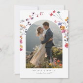 Moderne Boho-Hochzeit auf der Bergwiese mit Wildbl Save The Date (Rückseite)