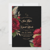Moderne boho-Hochzeit mit Rosenflor Einladung (Vorderseite)