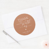 Moderne Boho-Hochzeit Süße Herz-Dankeschön-Geschen Runder Aufkleber (Umschlag)