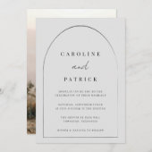 Moderne Boho Hochzeitseinladung in Grau Einladung (Vorne/Hinten)