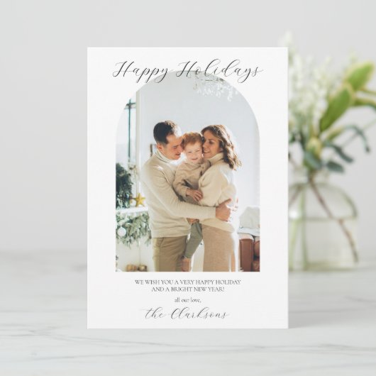 Moderne Boho Holiday Card Einladung (Stehend Vorderseite)