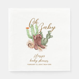 Moderne Boho-Kaktus-Cowboy-Stiefel Baby-Party  Serviette