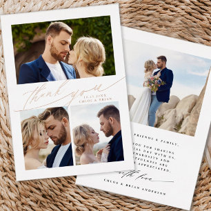 Moderne Boho-Kalligrafie 4 Foto Hochzeits-Dankesch Folieneinladung