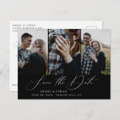 Moderne Boho-Kalligrafie Multi-Foto Ankündigungspostkarte (Vorne/Hinten)