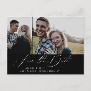 Moderne Boho-Kalligrafie Multi-Foto Ankündigungspostkarte