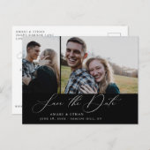 Moderne Boho-Kalligrafie Multi-Foto Ankündigungspostkarte (Vorne/Hinten)