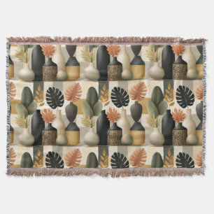 Moderne Boho-Keramikvasen und botanische Blätter Decke