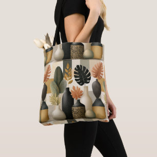 Moderne Boho-Keramikvasen und botanische Blätter Tasche