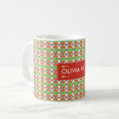 Moderne Boho-Kreuzstich nahtloses Volk Muster Kaffeetasse (Vorderseite Links)