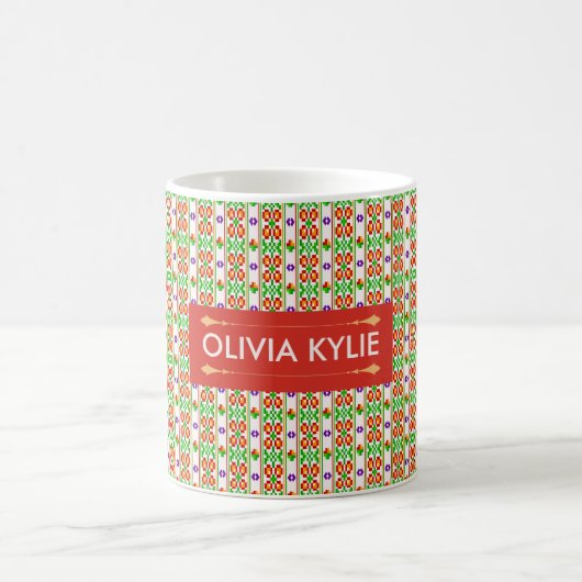 Moderne Boho-Kreuzstich nahtloses Volk Muster Kaffeetasse (Mittel)