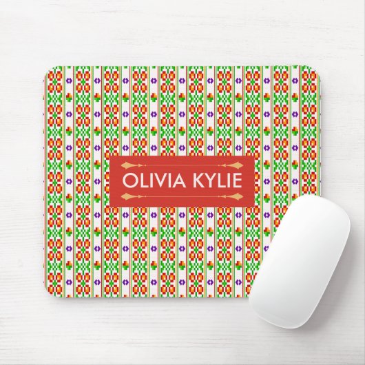 Moderne Boho-Kreuzstich nahtloses Volk Muster Mousepad (Mit Mouse)