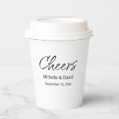 Moderne Boho Lässige Script Hochzeitsempfehlung Pappbecher (Vorderseite)