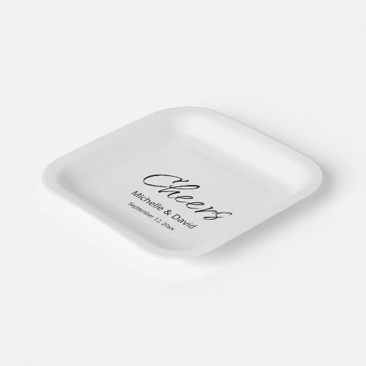 Moderne Boho Lässige Script Hochzeitsempfehlung Pappteller (Gewinkelt)