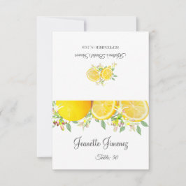 Moderne Boho Lemon Summer Wedding Platzkarte