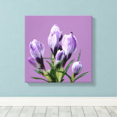 Moderne boho lila Blumen trendige digitale Kunst Leinwanddruck (Insitu (Holzboden))