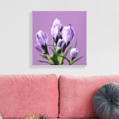 Moderne boho lila Blumen trendige digitale Kunst Leinwanddruck (Insitu (Wohnzimmer))